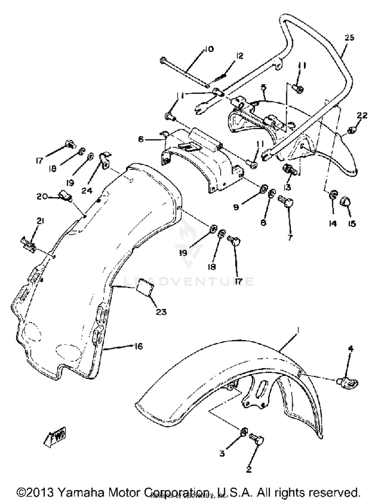 Front Fender Rear Fender XS1100G - 1980 Schematic