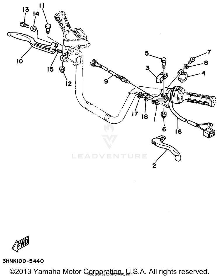 Handle Switch Lever BIG BEAR 4WD - YFM350FWG_ - 1995 Schematic