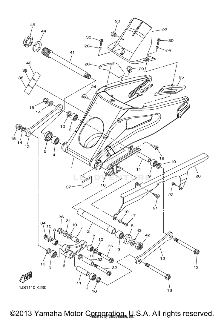Rear Arm YZFR6 - YZFR6ACR - 2011 Schematic