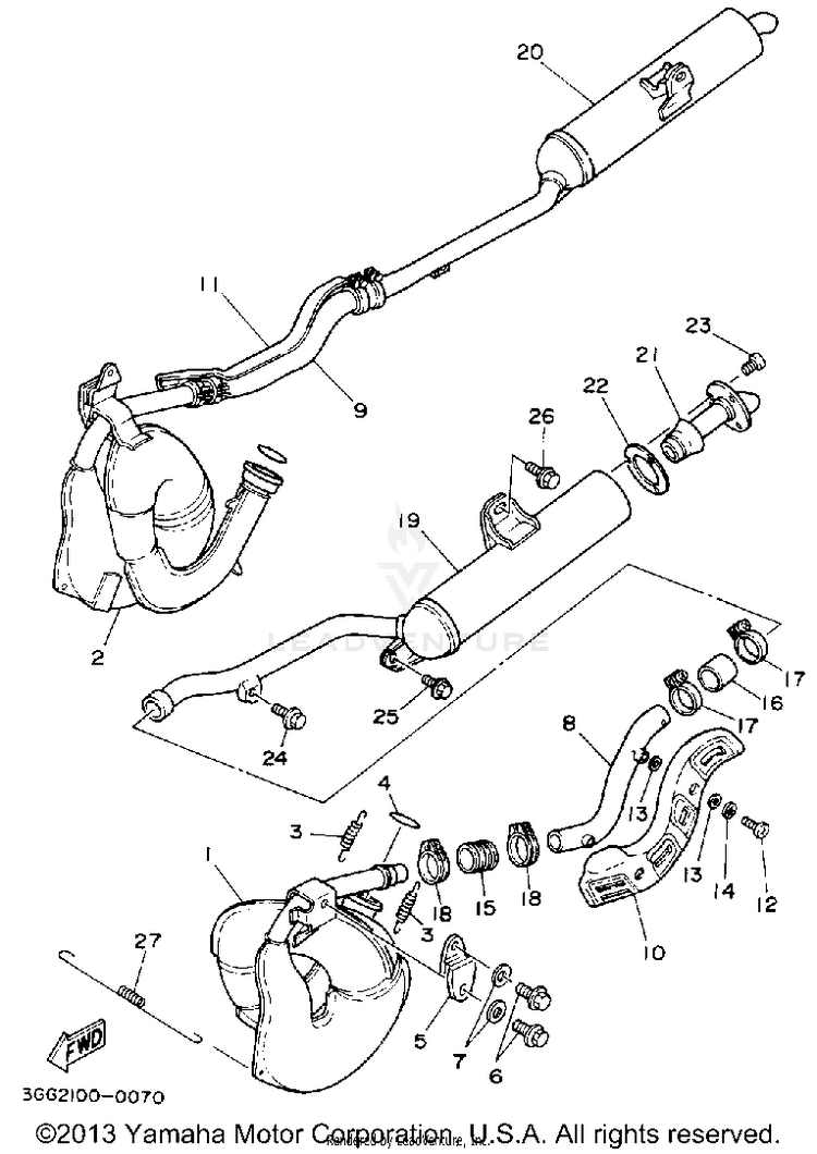 Exhaust BANSHEE - YFZ350D - 1992 Schematic