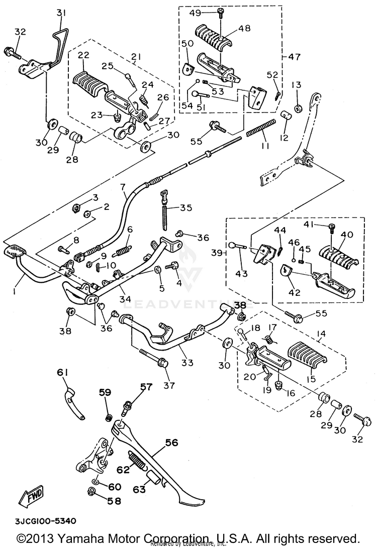 Stand Footrest VIRAGO 535 - XV535HC - 1996 Schematic