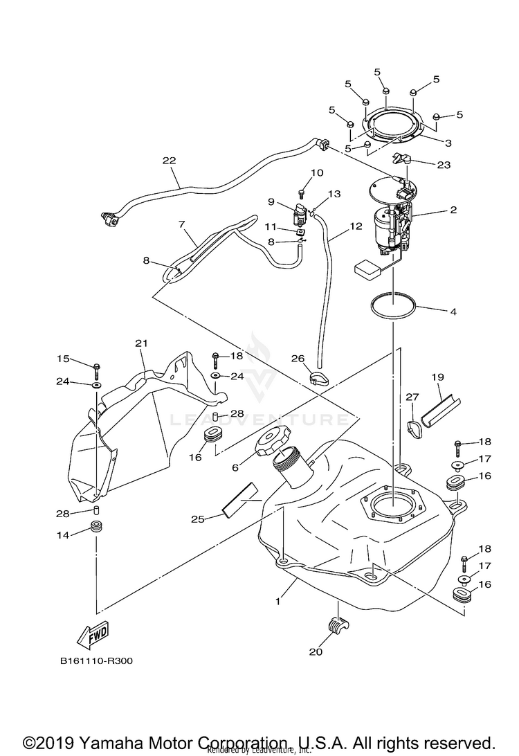 Fuel Tank KODIAK 700 - YFM70KDXJG - 2018 Schematic
