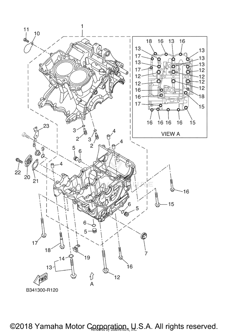 Crankcase XSR700 - XSR700JCL - 2018 Schematic