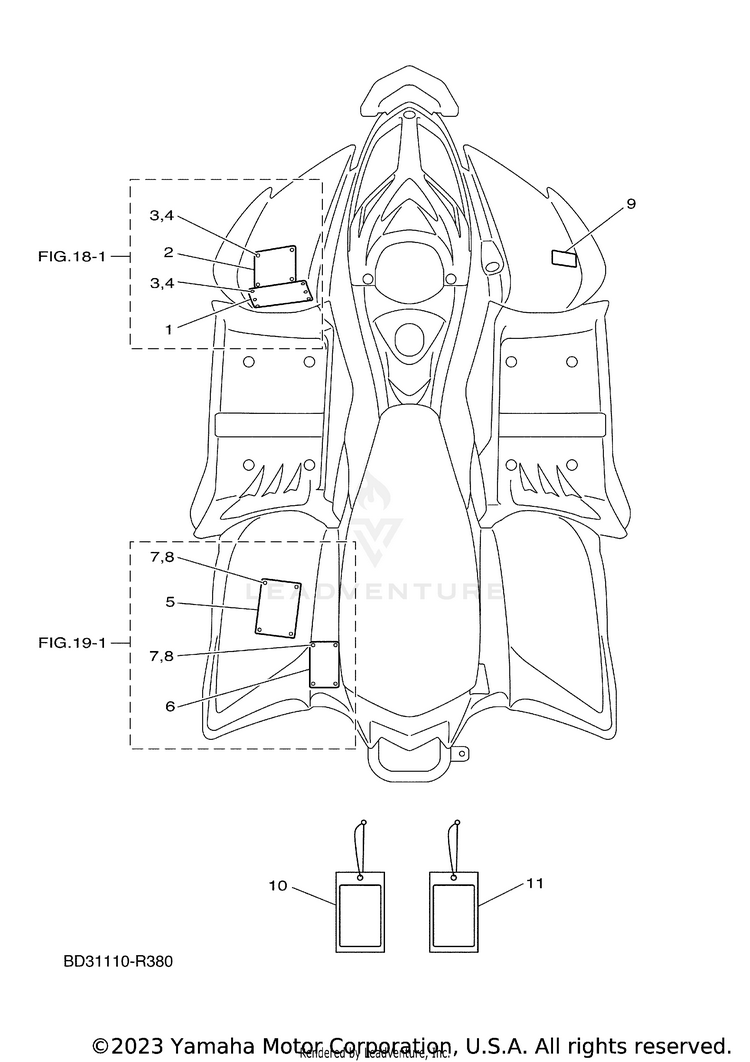 Emblem & Label 1 RAPTOR 110 - YFM01RYXRG - 2024 Schematic