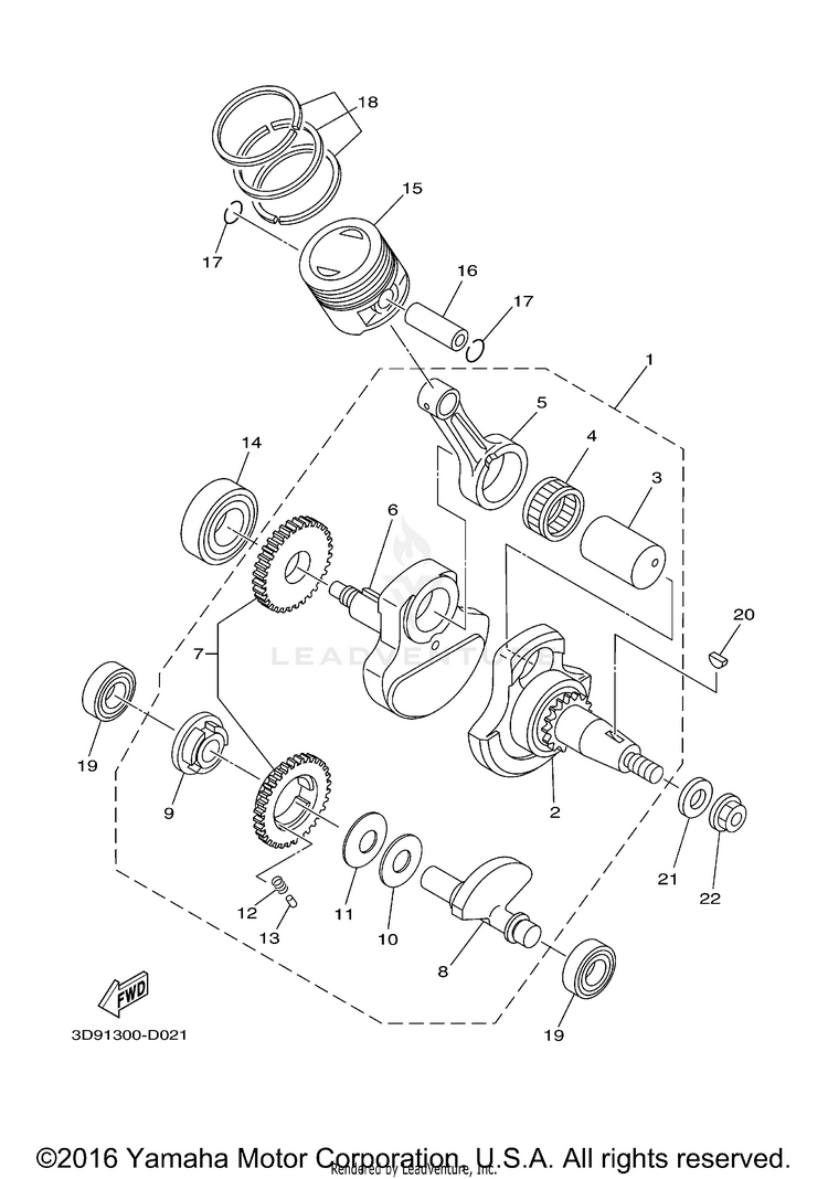 Crankshaft Piston RAPTOR 125 - YFM125RBL - 2012 Schematic