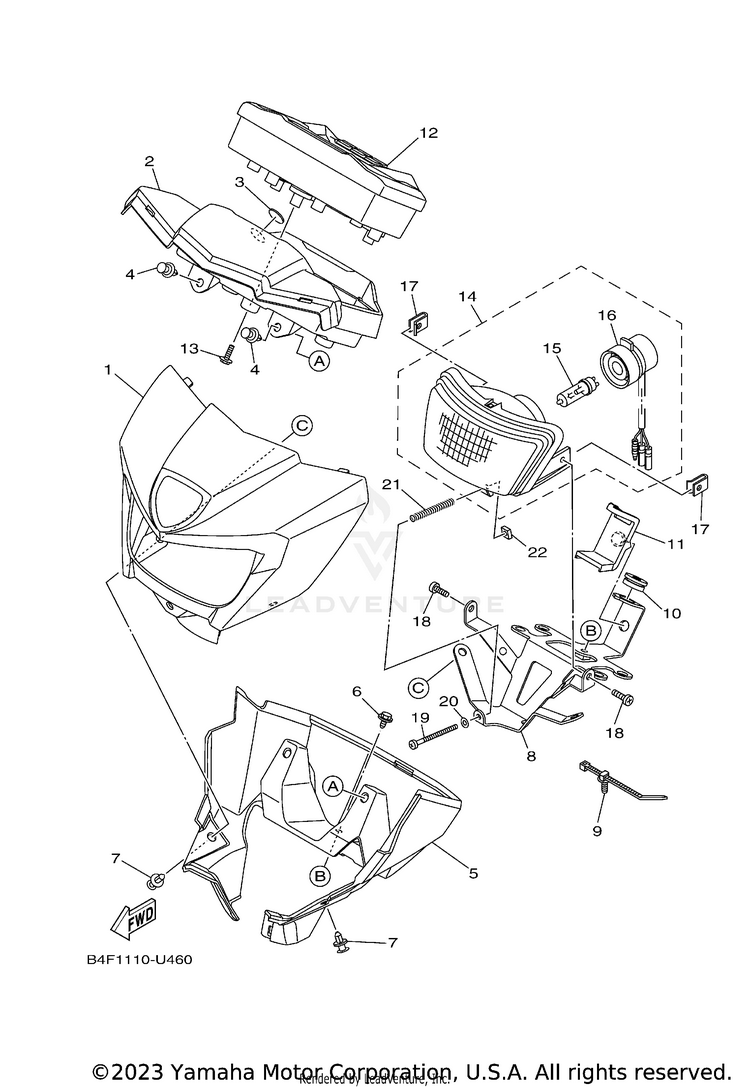 Headlight 2 KODIAK 700 EPS - YFM70KPAPG - 2023 Schematic