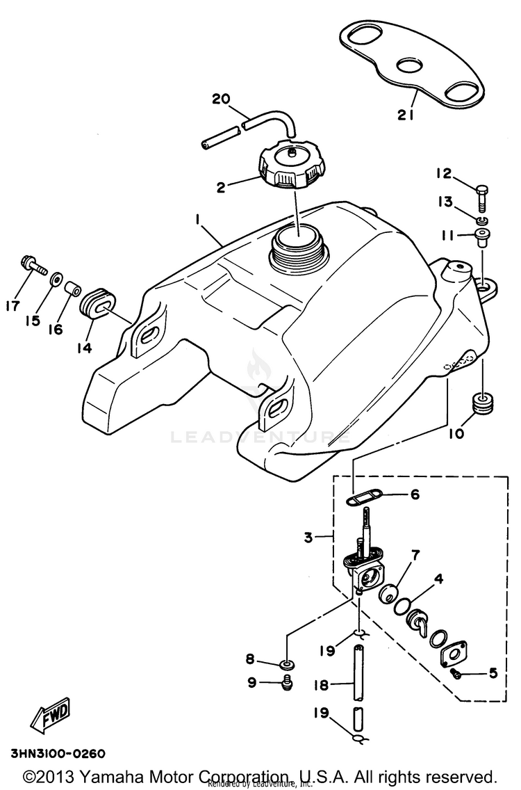 Fuel Tank BIG BEAR 4WD - YFM350FWG - 1995 Schematic