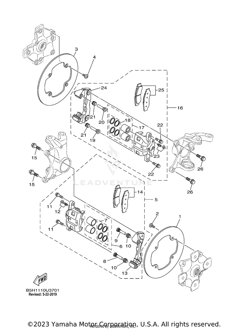Front Brake Caliper YXZ1000R EPS - YXZ10YMXKD - 2019 Schematic