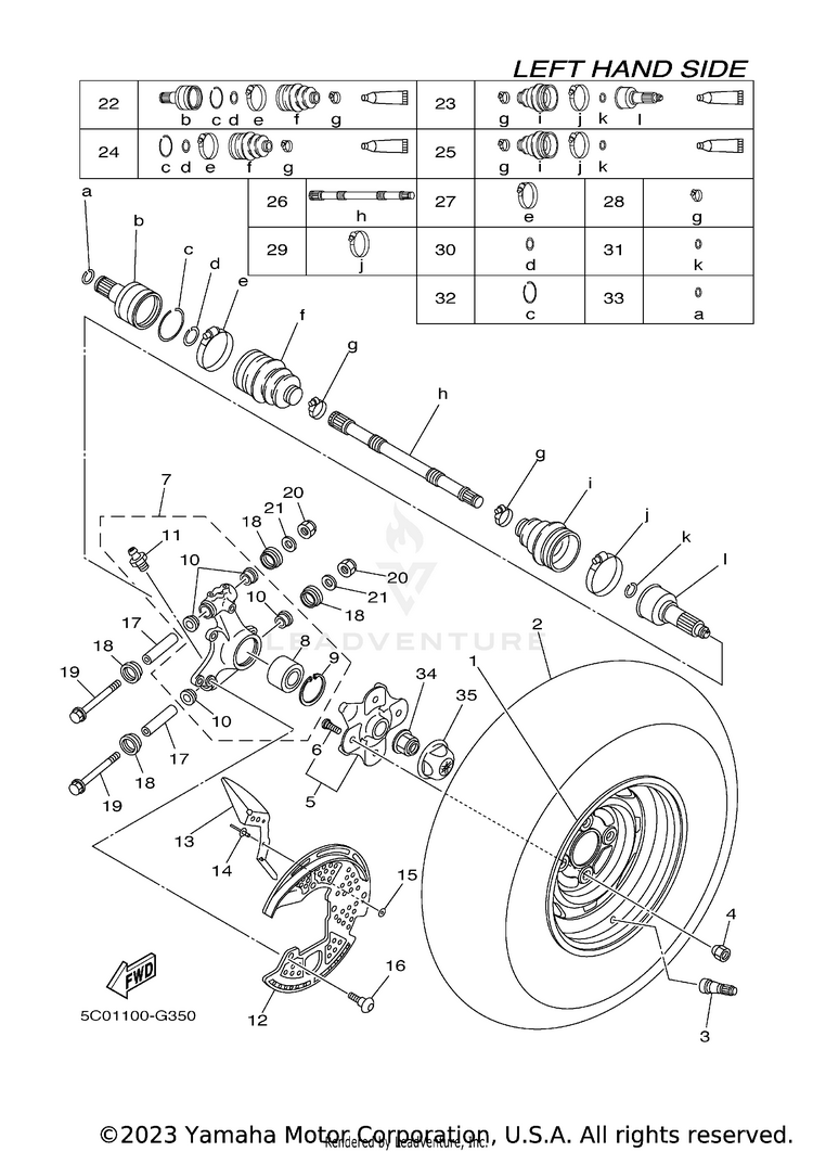 Rear Wheel GRIZZLY 700 - YFM7FGXGR - 2008 Schematic
