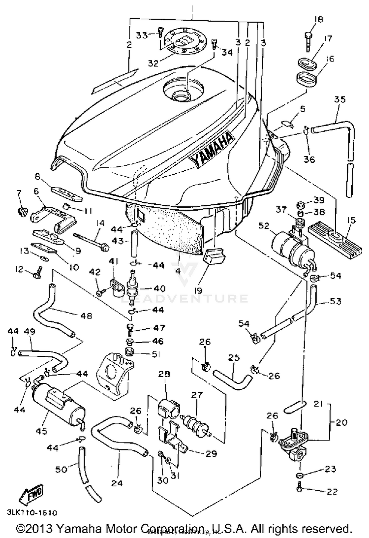 Fuel Tank California Model Only Schematic