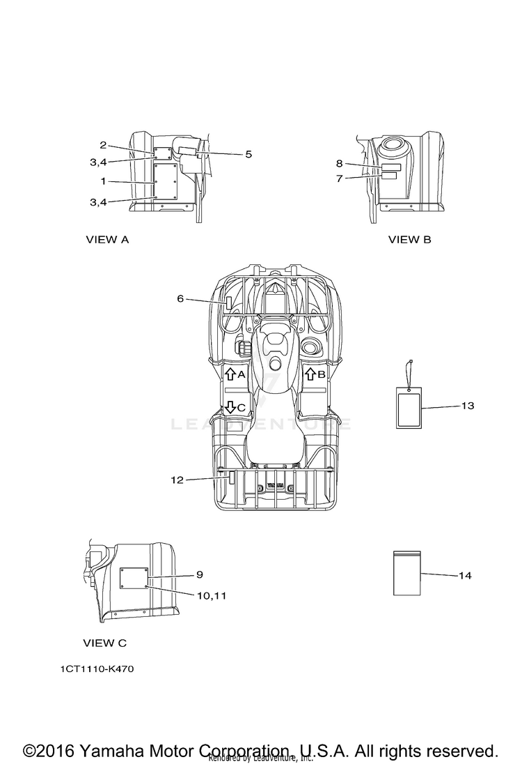 Emblem Label 1 GRIZZLY 450 - YFM450DEG - 2014 Schematic