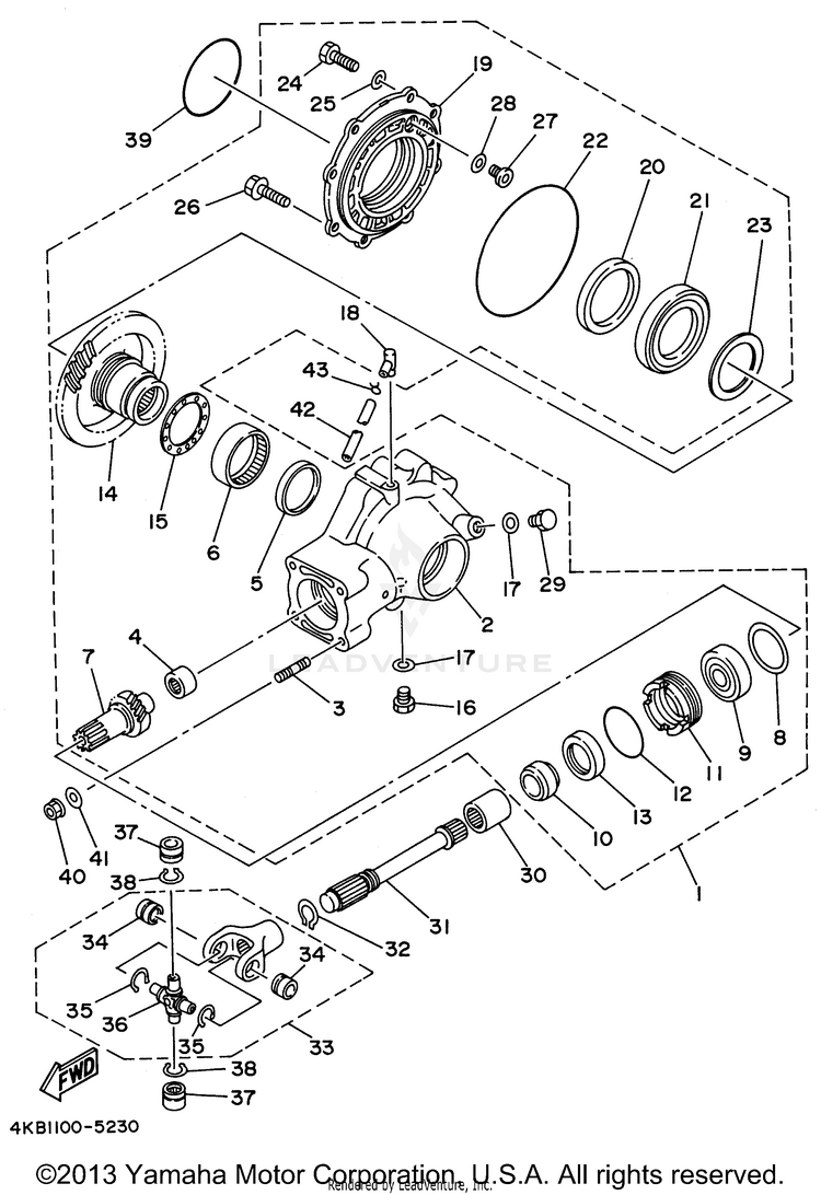 Drive Shaft WOLVERINE 4WD - YFM350FXH - 1996 Schematic