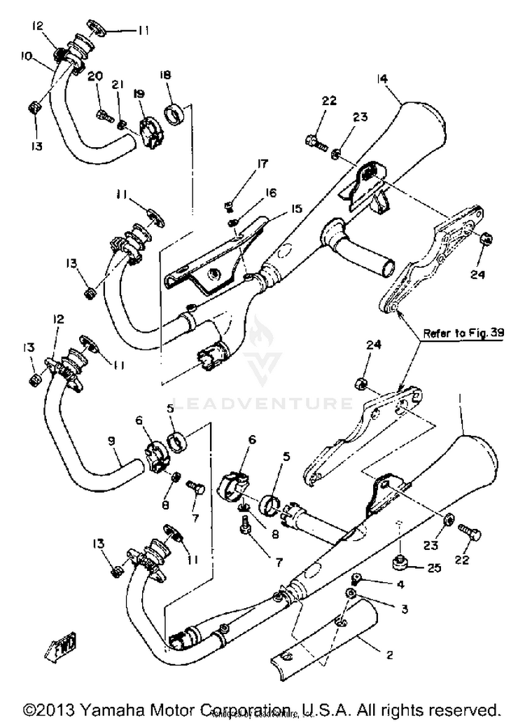 Exhaust XS1100SG - 1980 Schematic