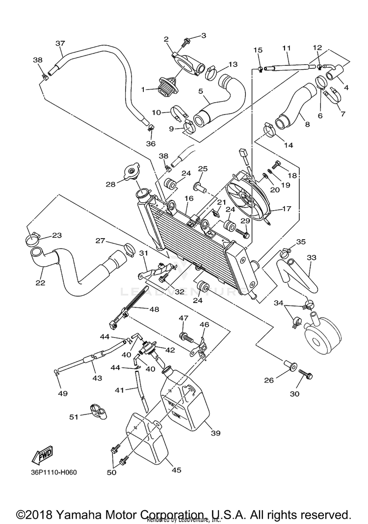 Radiator Hose FZ6R - FZ6RYCW - 2009 Schematic