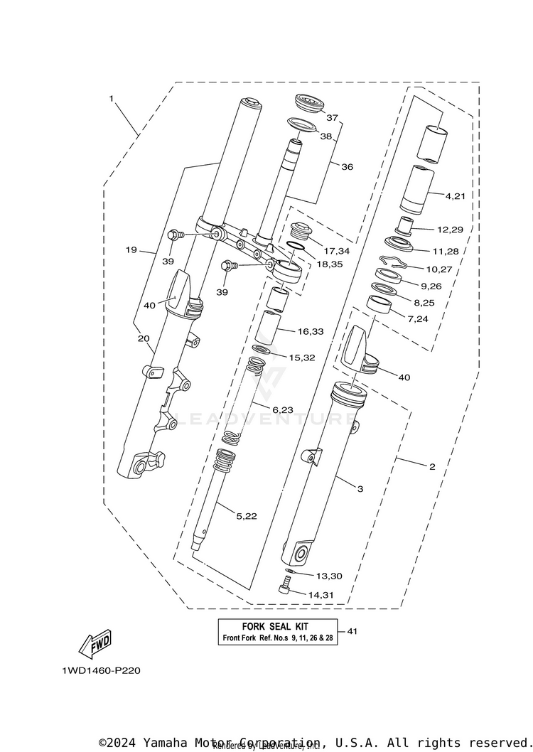 Front Fork YZFR3 - YZFR3FB - 2015 Schematic