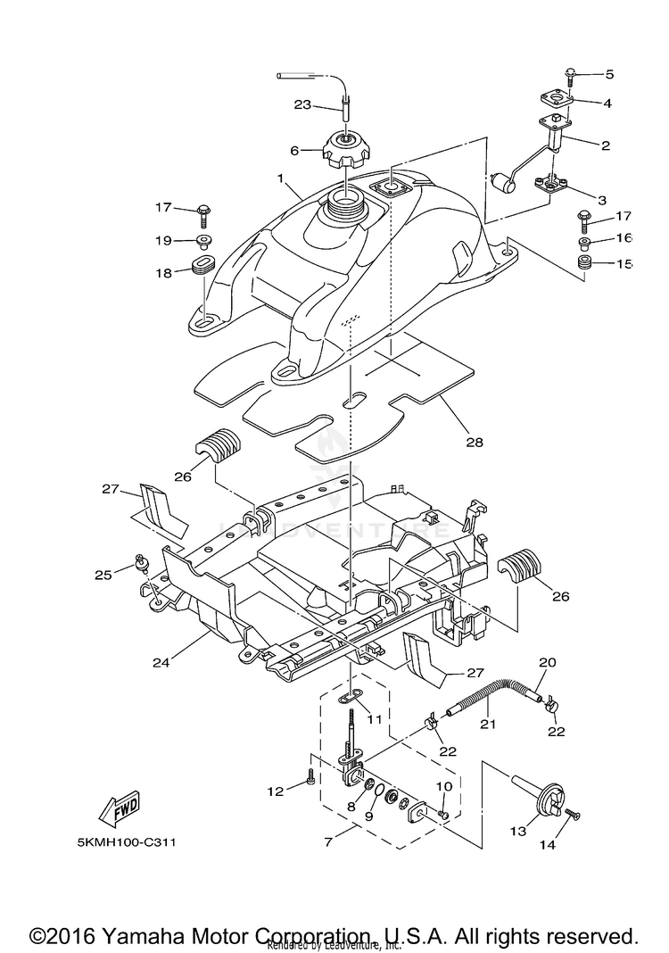 Fuel Tank GRIZZLY 660 DUCKS UNLIMITED EDITION - YFM66FAHDV - 2006 Schematic