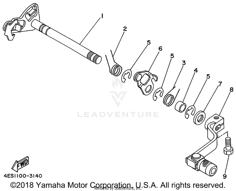 Shift Shaft YZ80 - YZ80L1 - 1999 Schematic