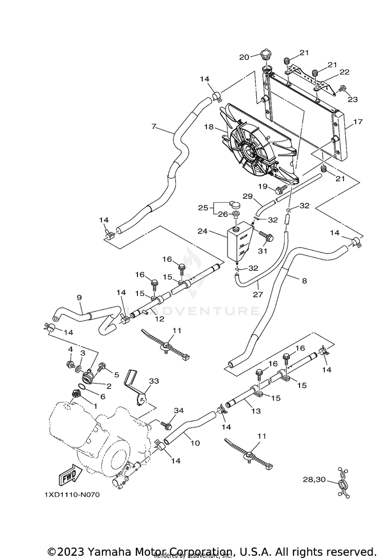 Radiator Hose VIKING EPS RANCH - YXM70VPRLC - 2020 Schematic