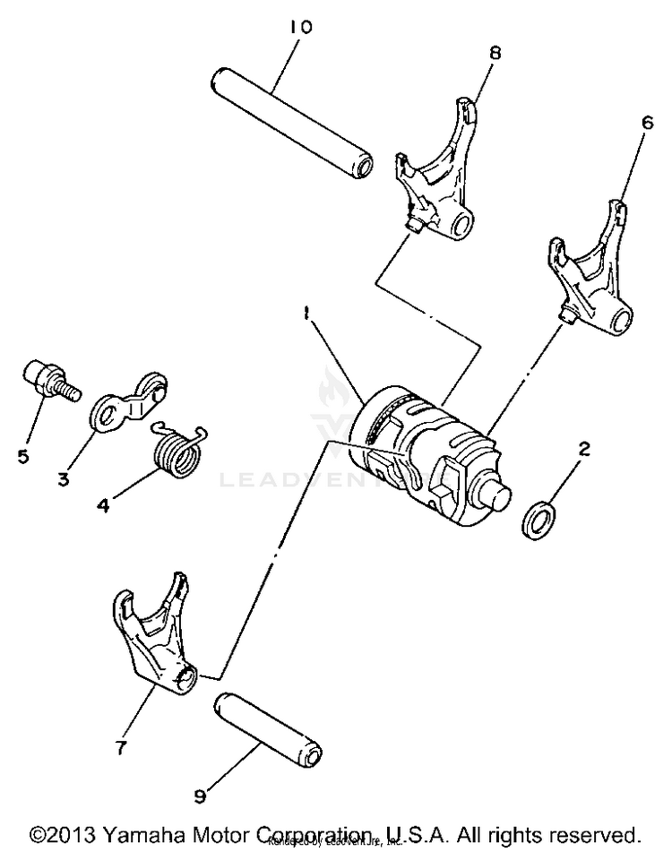 Shift Cam - Fork YZ250E1 - 1993 Schematic