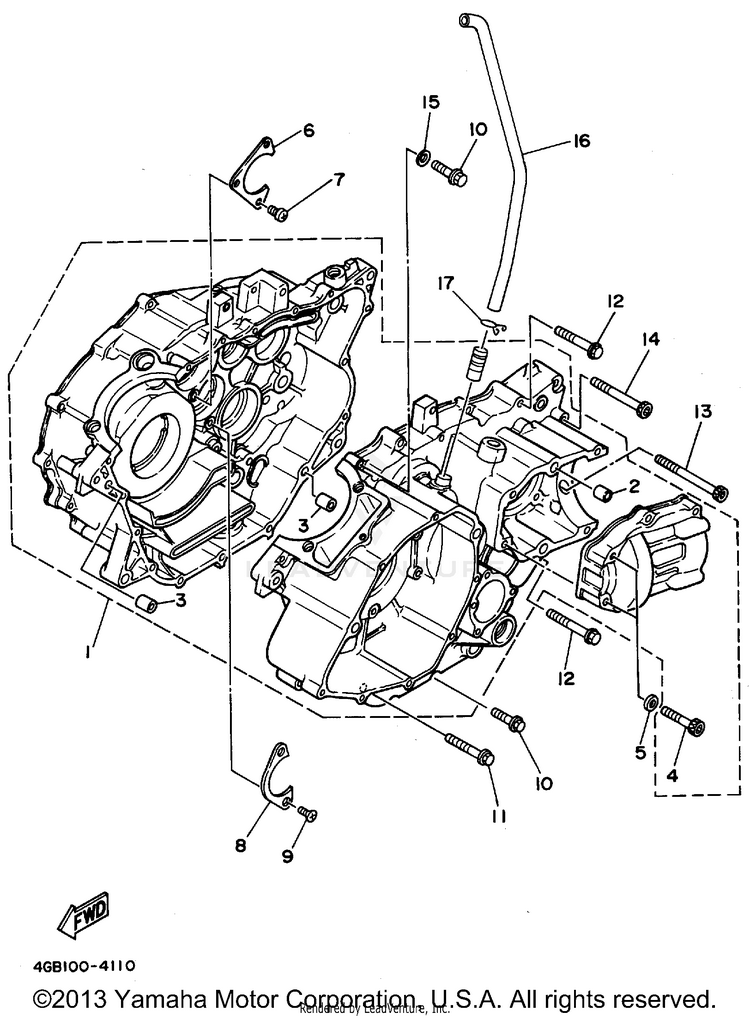 Crankcase KODIAK 4WD - YFM400FWF - 1994 Schematic