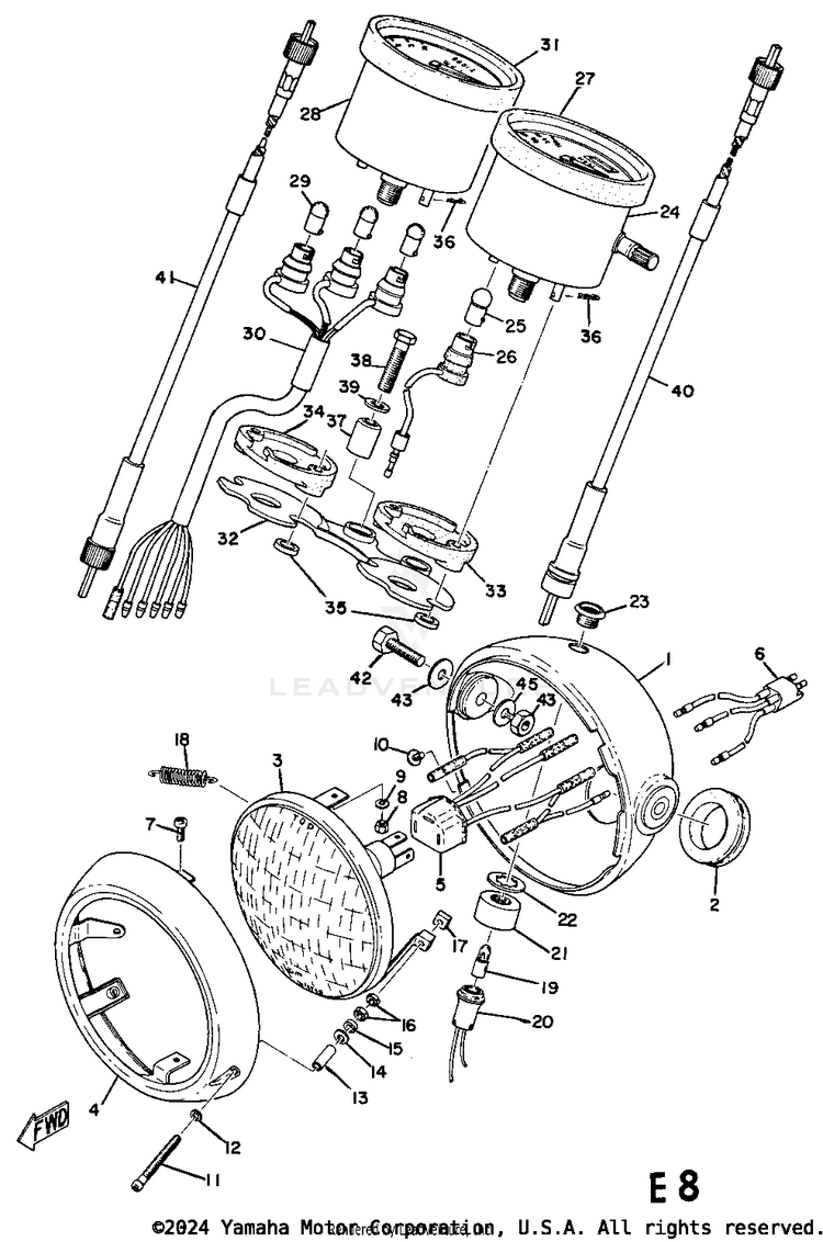 Head Lamp, Speedometer & Tachometer (At1c) Schematic