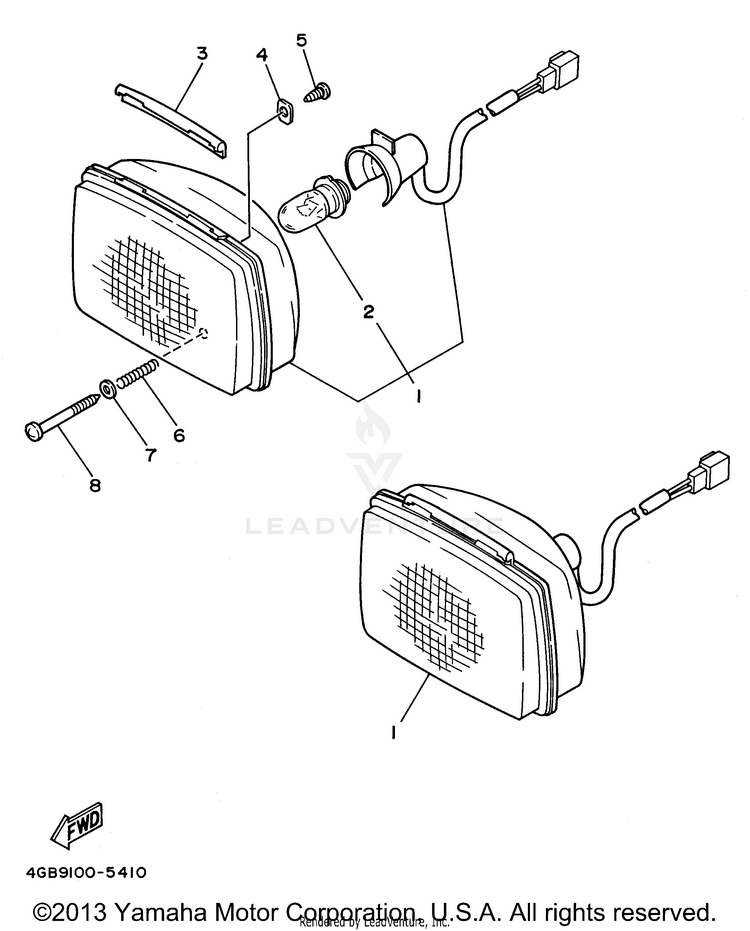 Headlight BIG BEAR 4WD - YFM350FWH - 1996 Schematic