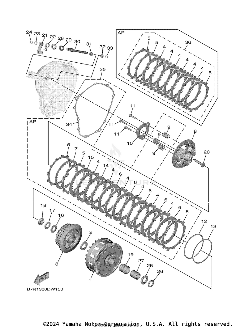 Clutch TRACER 9 GT - MTT9GTNCR - 2022 Schematic