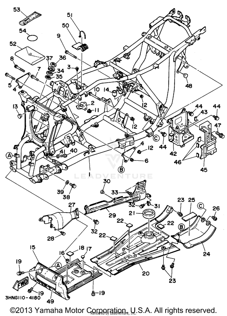 Frame BIG BEAR 4WD - YFM350FWG_ - 1995 Schematic