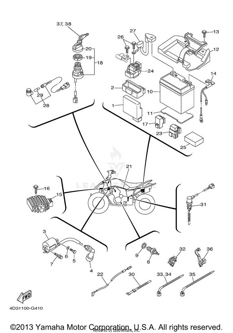 Electrical 1 RAPTOR 250 - YFM25RXGY - 2008 Schematic