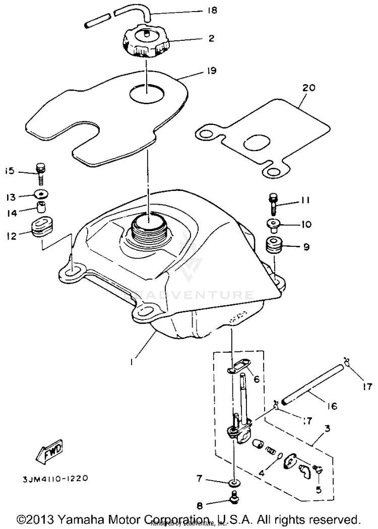 Fuel Tank BLASTER - YFS200E_MN - 1993 Schematic