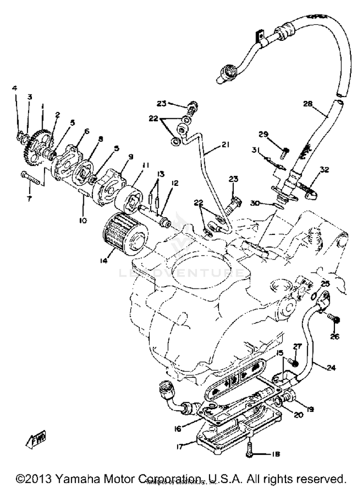 Oil Pump - Oil Filter XT500E - 1978 Schematic