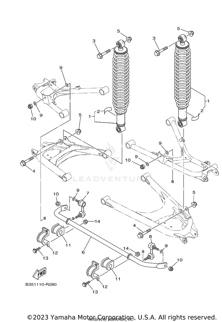 Rear Suspension WOLVERINE - YXE70WDBHG - 2017 Schematic