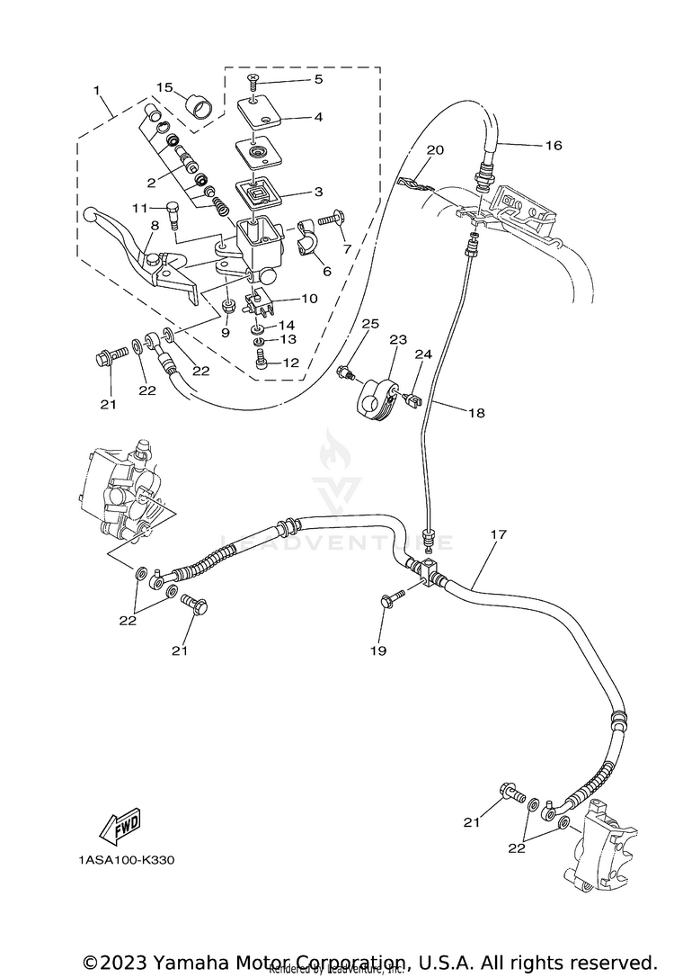 Front Master Cylinder RAPTOR 700R SE CAL - YFM70RCCRB - 2024 Schematic