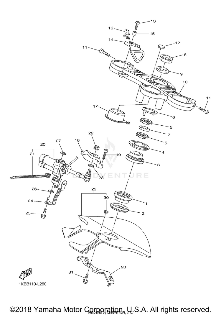 Steering YZFR1 - YZFR1BCW - 2012 Schematic