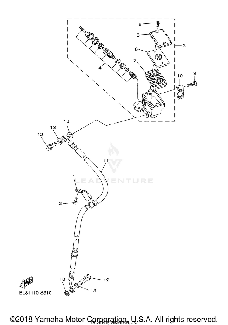Front Master Cylinder SR950 - SCR95HCGY - 2017 Schematic
