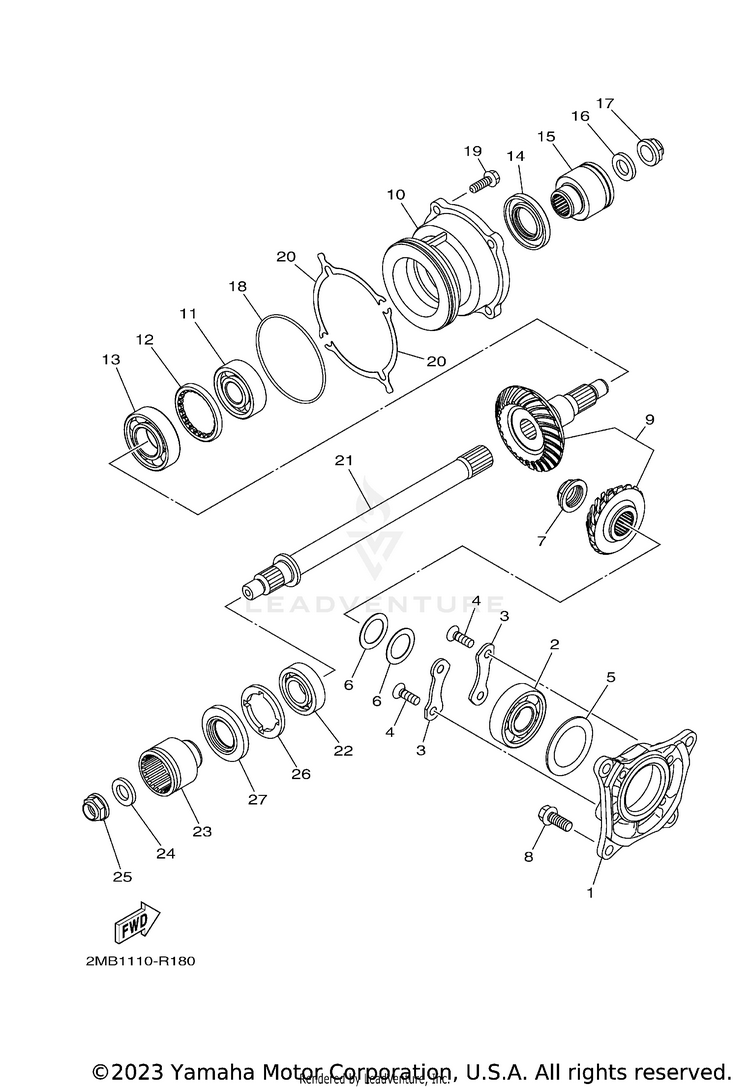 Middle Drive Gear WOLVERINE - YXE70WDBHG - 2017 Schematic