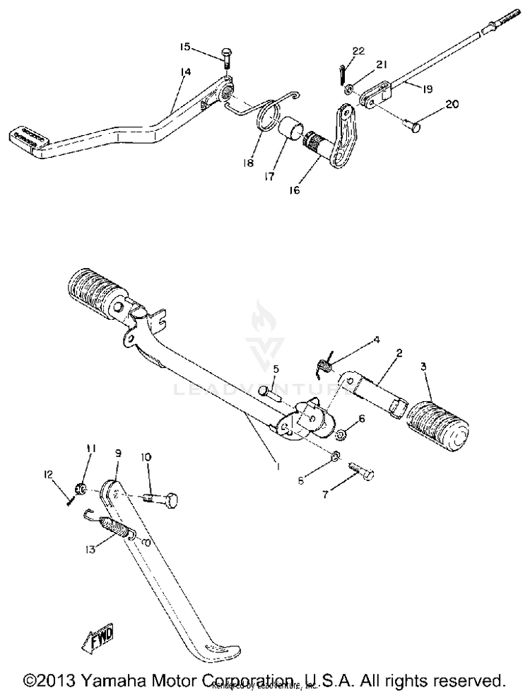 Stand,Foot Rest & Rear Brake Pedal Schematic