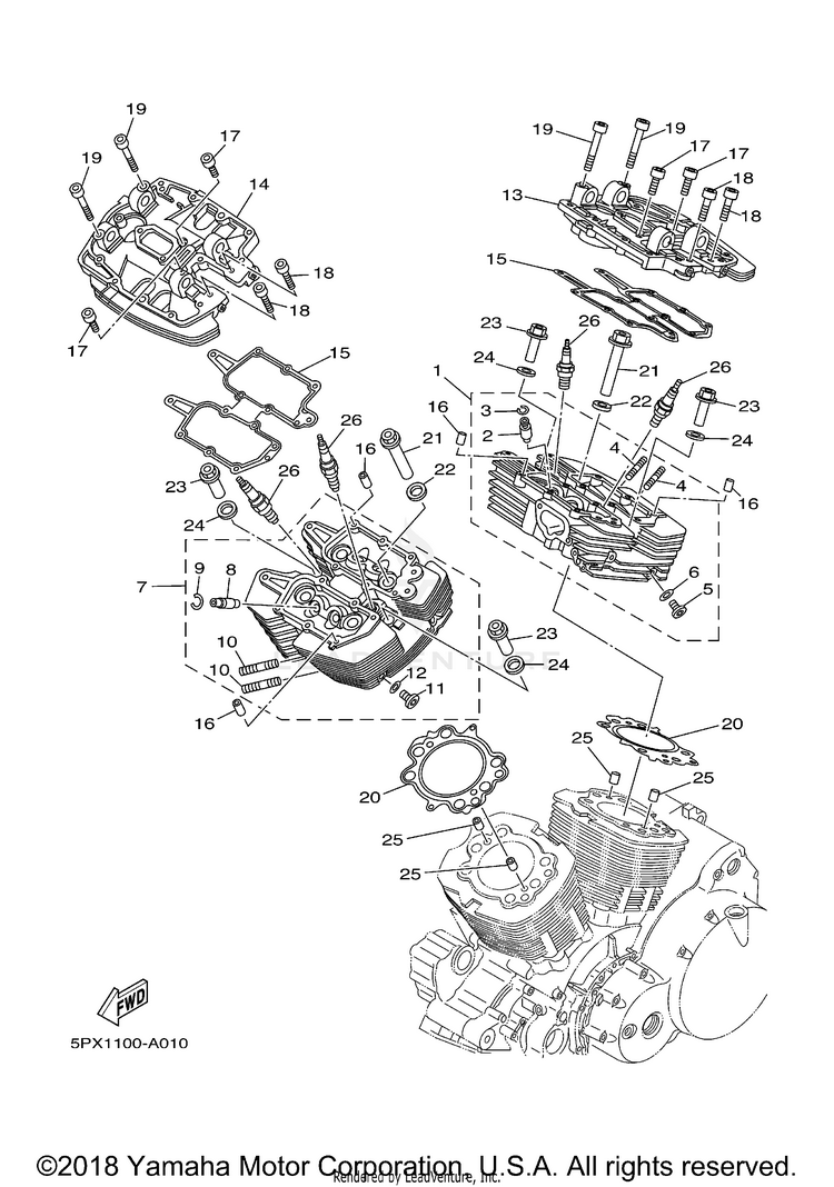 Cylinder Head XV1700 ROAD STAR WARRIOR (CA Ed.) - XV1700PCRC-B - 2003 Schematic