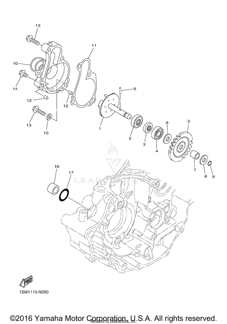 Water Pump YZ250F - YZ250FG - 2016 Schematic