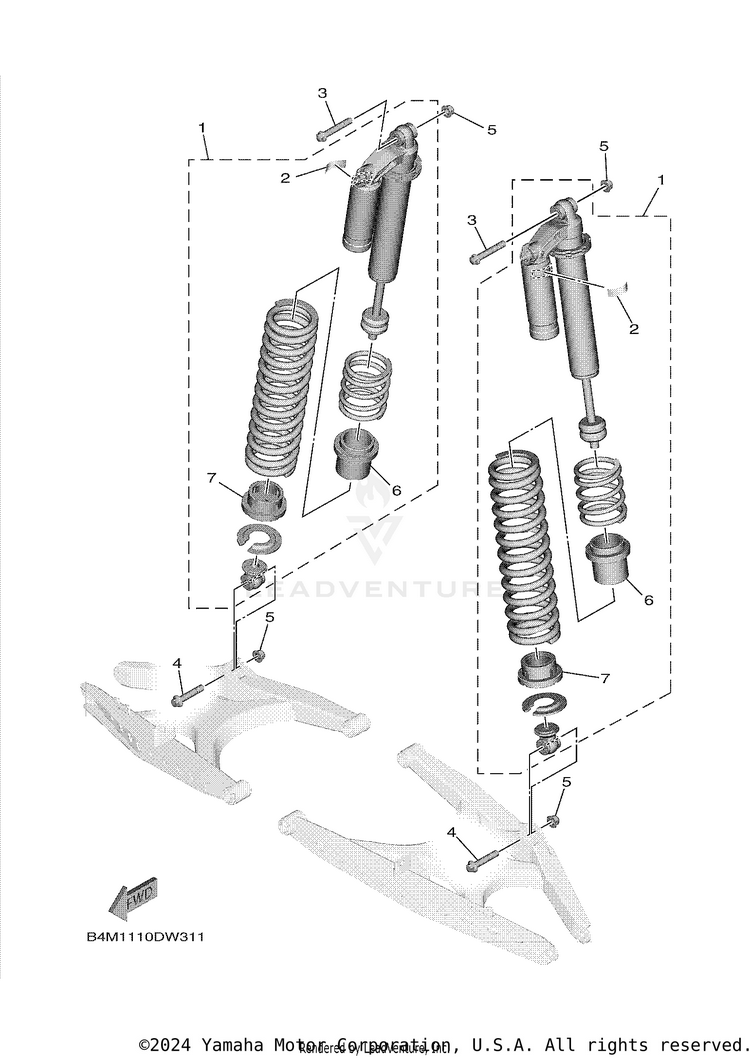 Rear Suspension WOLVERINE RMAX 2 - YXE10WPAMS - 2021 Schematic