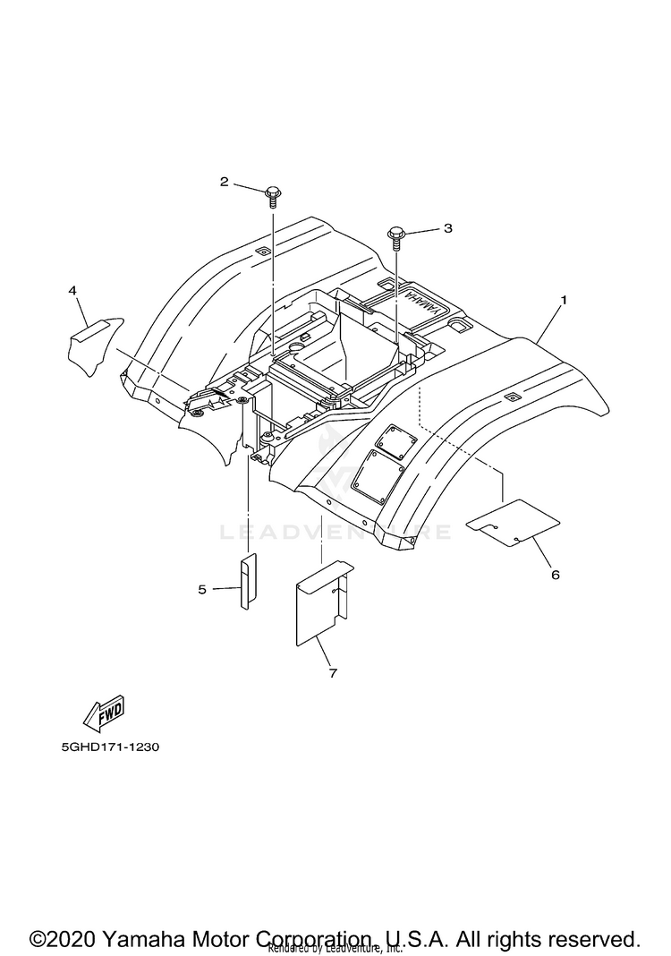 Rear Fender KODIAK 4WD HUNTER - YFM400FAHN - 2001 Schematic