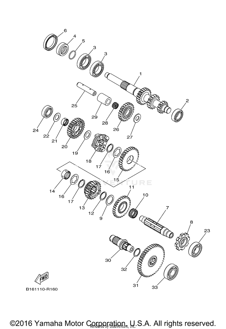 Transmission KODIAK 700 4WD - YFM70KDXGG - 2016 Schematic