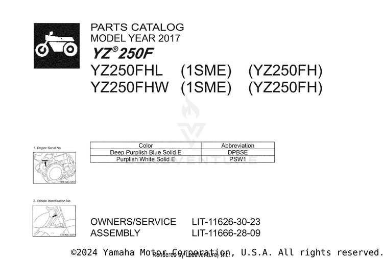 1 Title Page YZ250F - YZ250FHL - 2017 Schematic