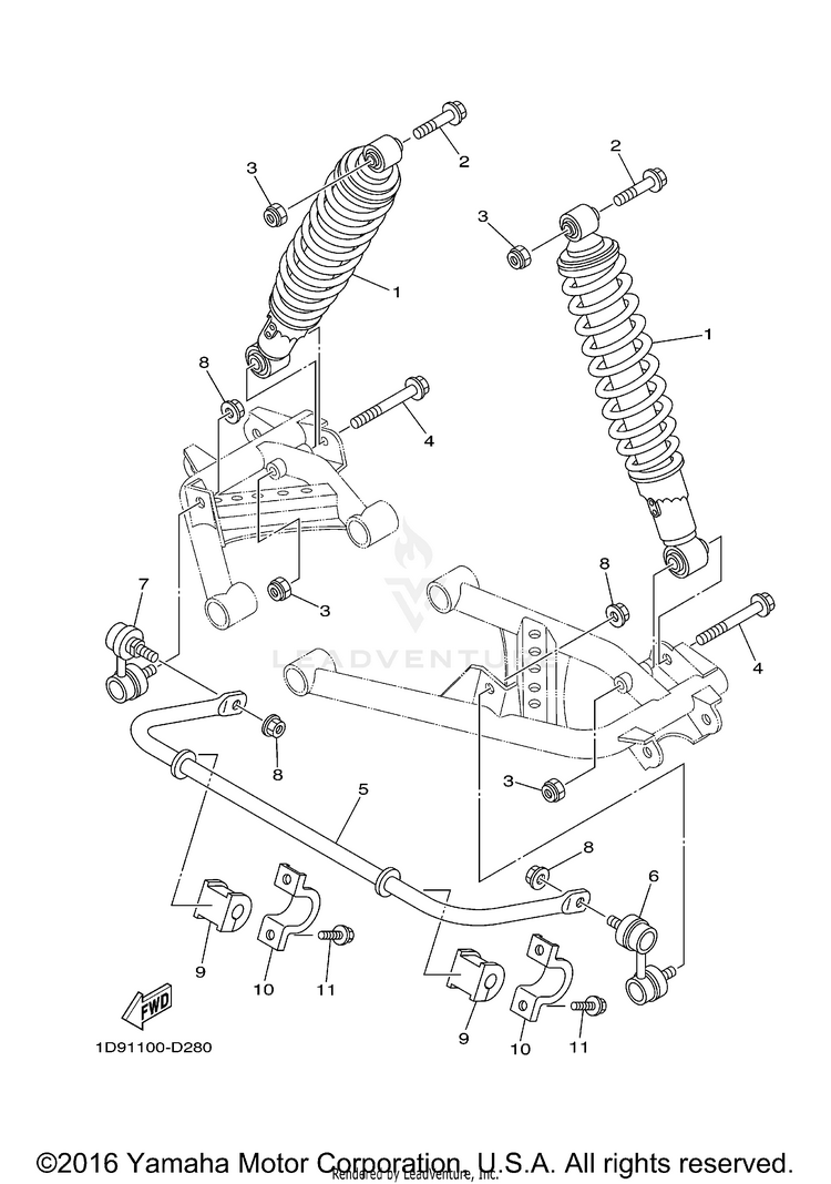 Rear Suspension GRIZZLY 400 4WD - YFM4FGX - 2008 Schematic