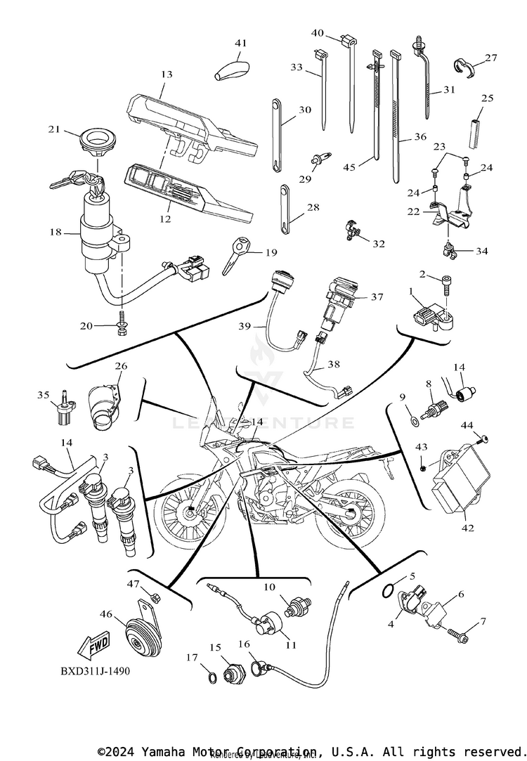 Electrical 2 TENERE 700 WORLD RAI - XTZ7WRTCB - 2026 Schematic