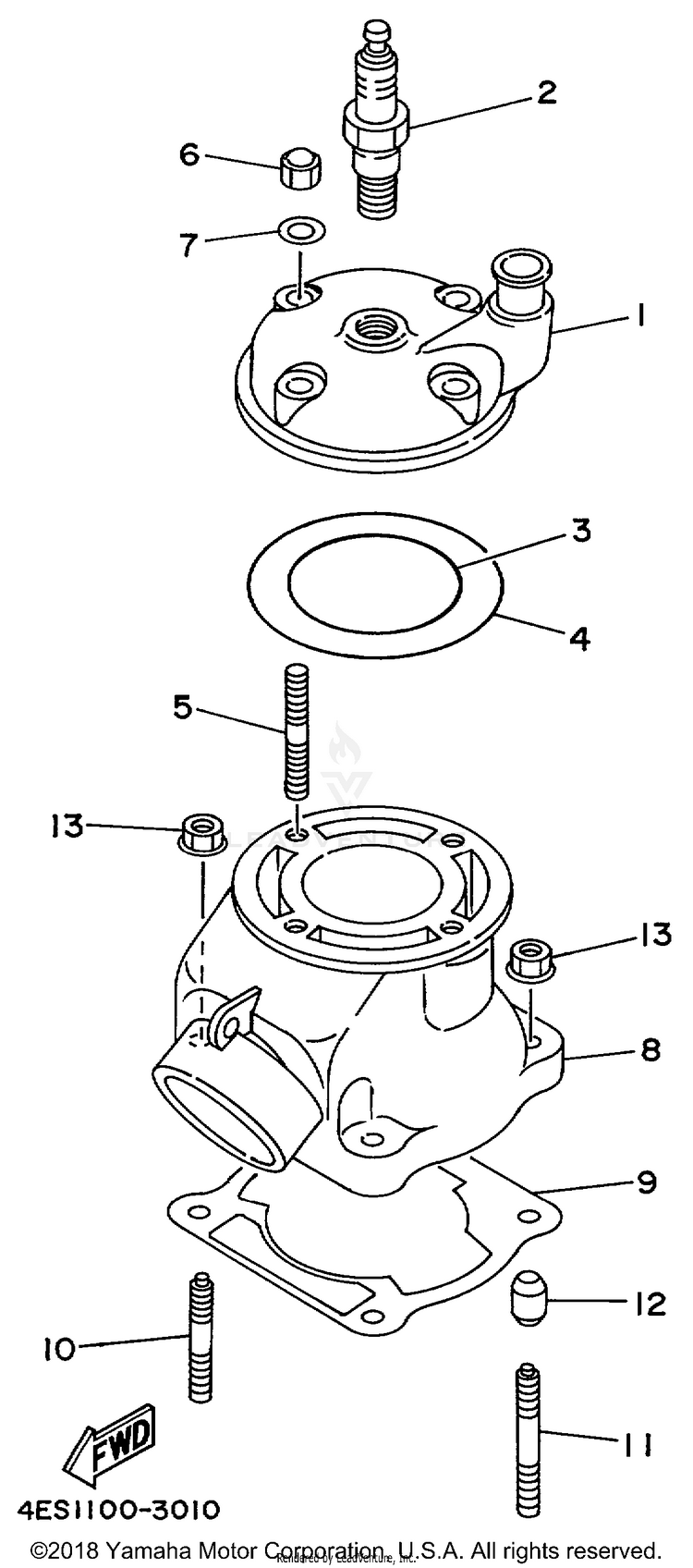 Cylinder YZ80 - YZ80L1 - 1999 Schematic