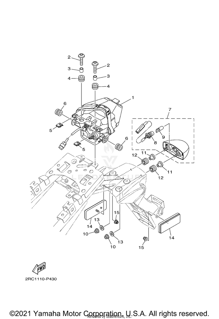 Taillight FZ07 - FZ07FCGY - 2015 Schematic