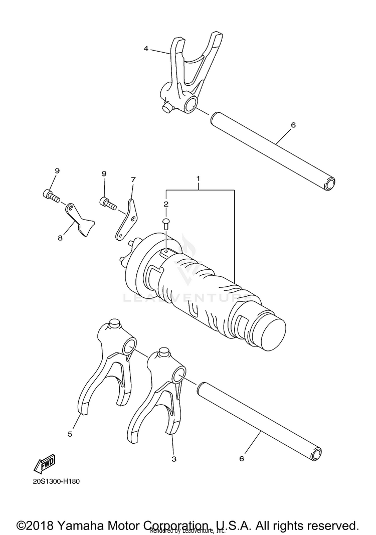 Shift Cam Fork FZ6R - FZ6RACO - 2011 Schematic