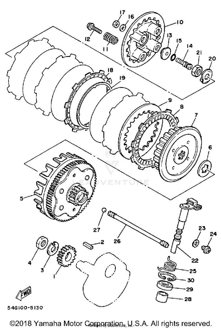Clutch BIG WHEEL ELEC START - BW200ES - 1986 Schematic