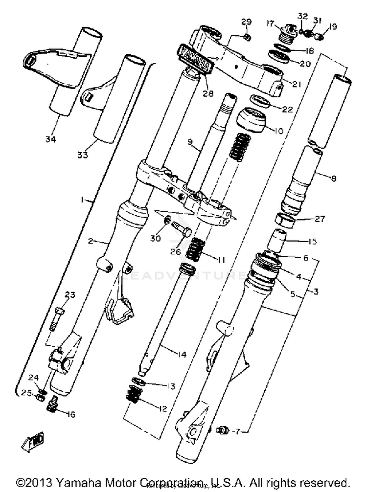 Front Fork XS1100LG - 1980 Schematic